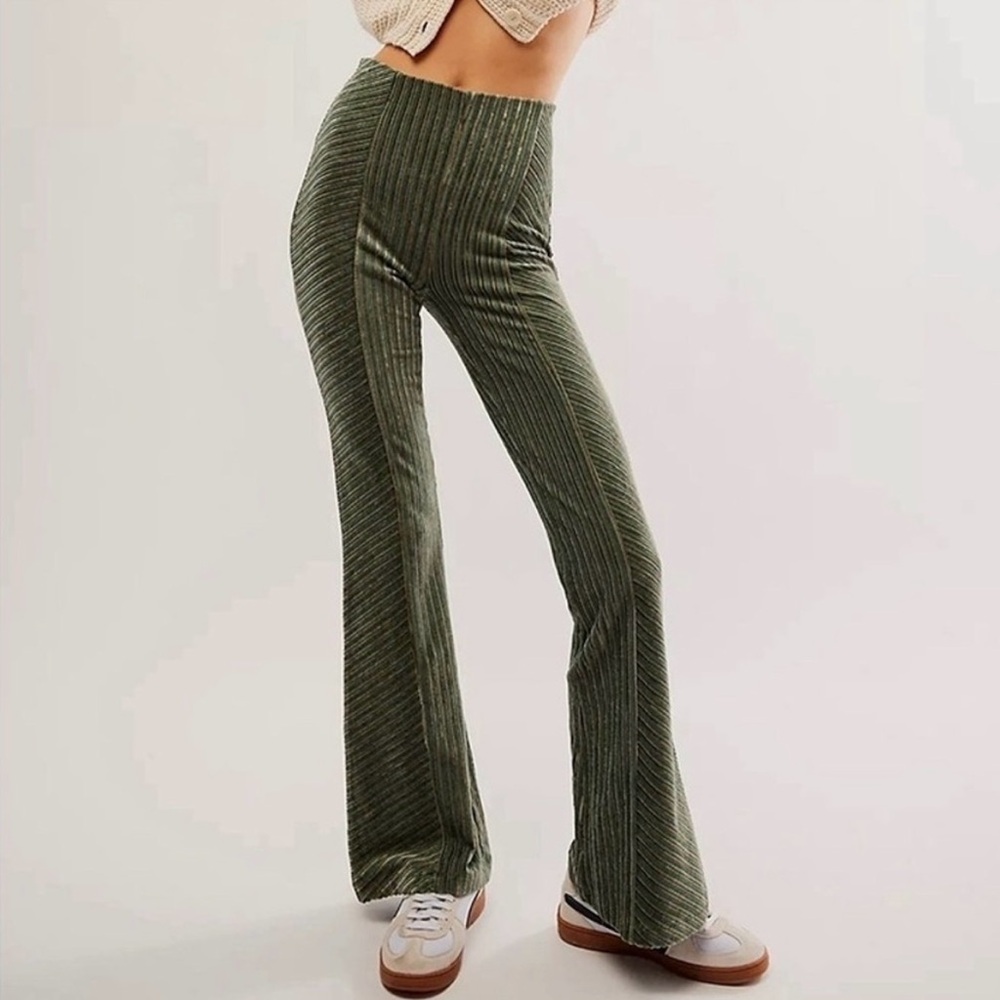Free People Velvet Green Pants